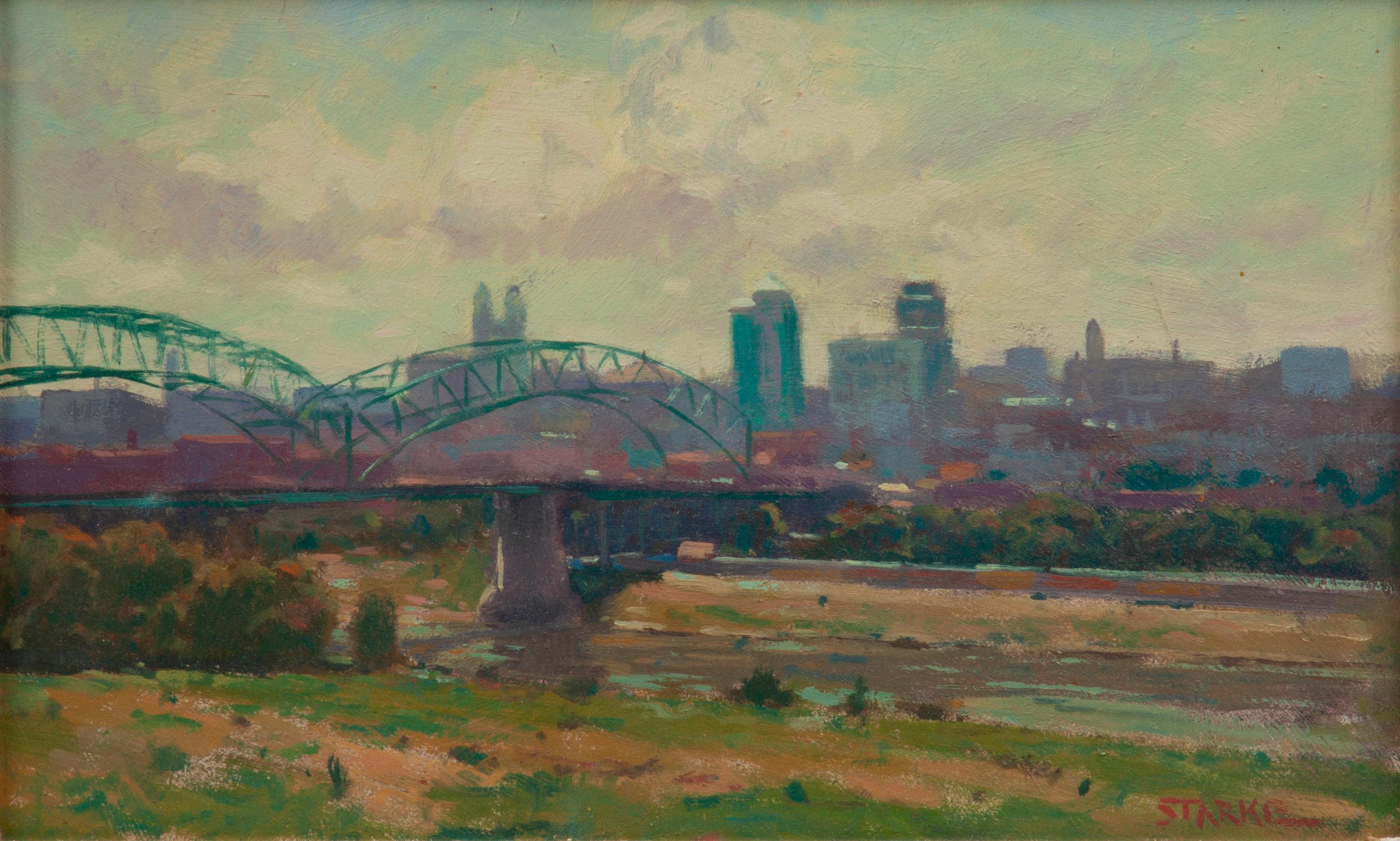 Appraisal: PHIL STARKE OIL ON CANVAS VIEW OF KANSAS CITY Phil