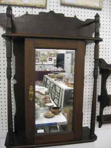 Appraisal: Antique Hanging Cabinet mirror door spindle sides overall '' x