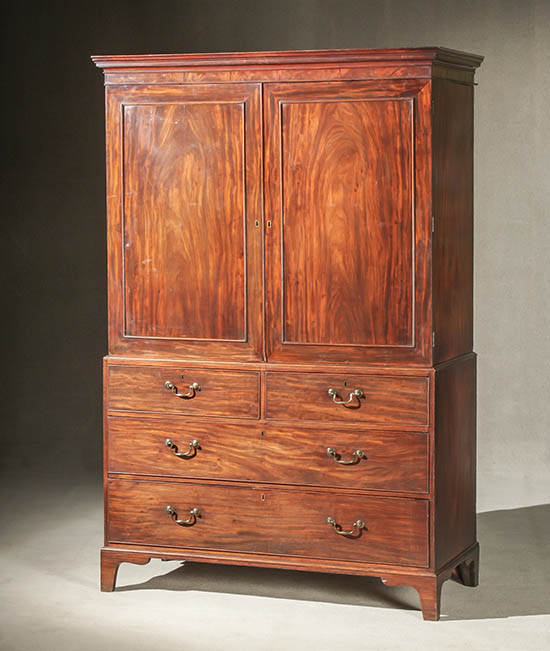 Appraisal: George III Style Mahogany Linen Press Mid- th Century In