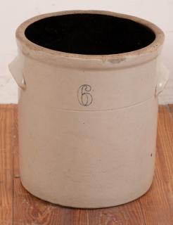 Appraisal: Six Gallon Stoneware Crock With mark to side measures approximately