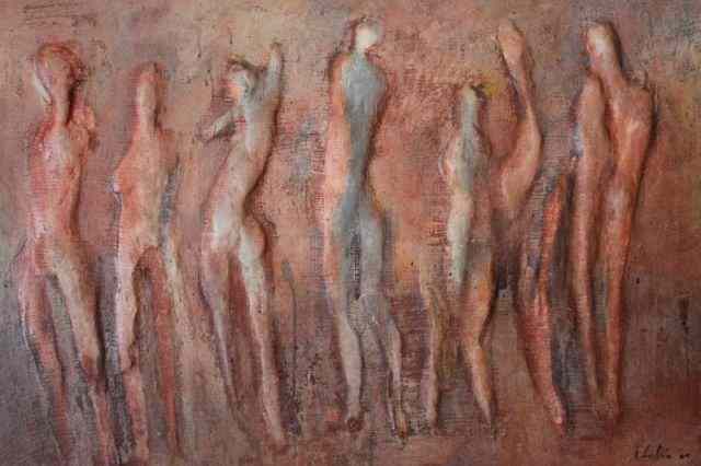 Appraisal: LUBIN Jack Mixed Media Relief of Figures Gesso and oil