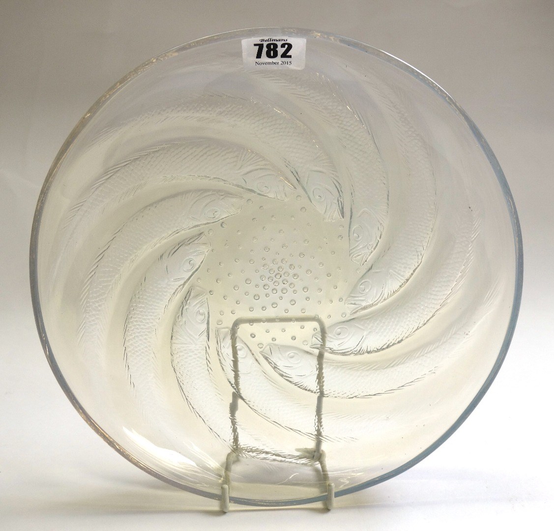 Appraisal: A Lalique 'Poissons' opalescent circular shallow glass dish circa with