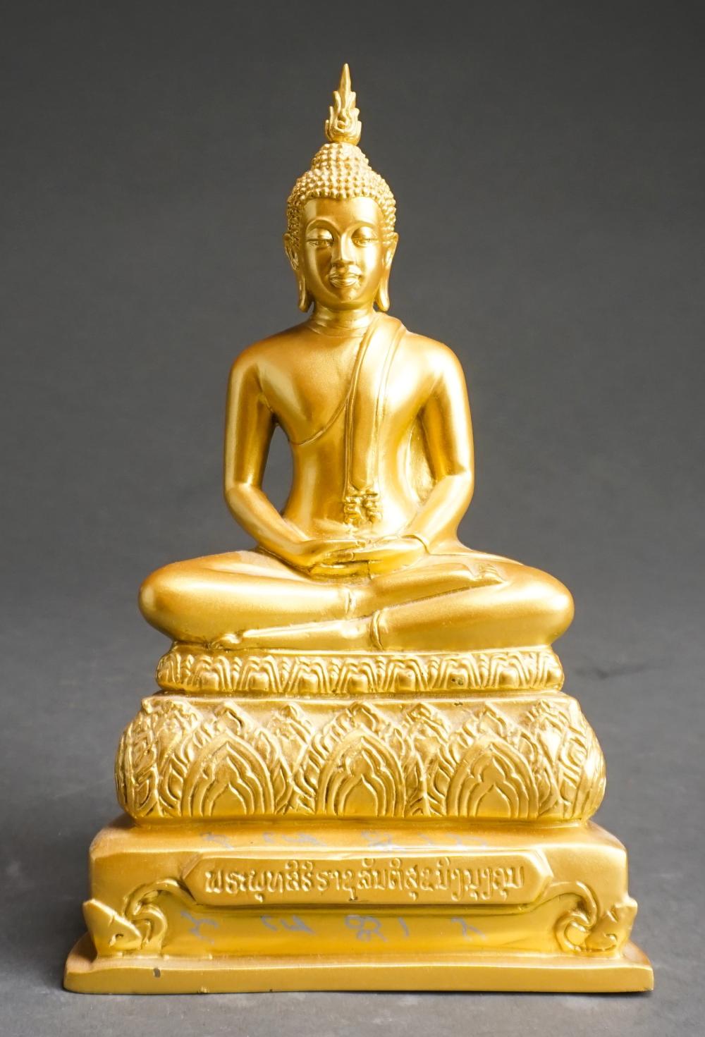 Appraisal: Indian Gilt Metal Figure of Seated Buddha H in cm