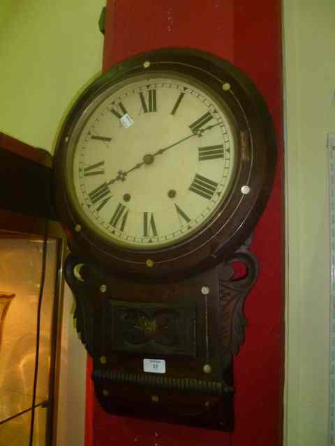 Appraisal: A TH CENTURY ROSEWOOD DIAL CLOCK with two train movement