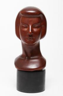 Appraisal: Finely Carved Art Deco Wood Bust East Asian woman with