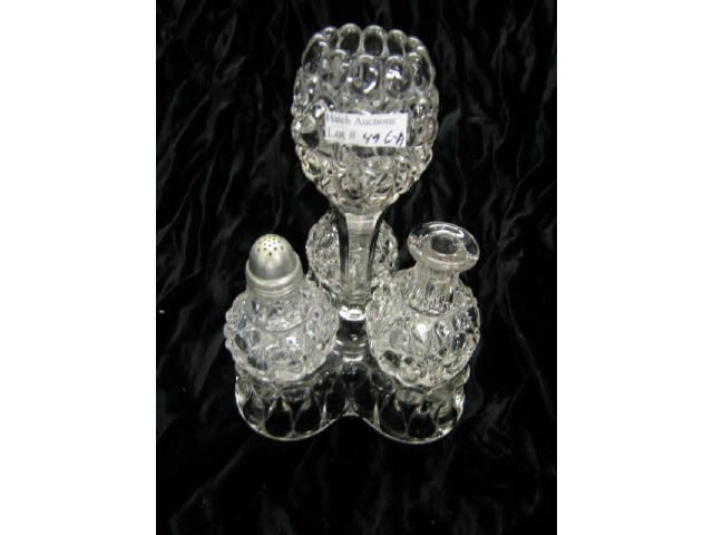 Appraisal: Victorian Pattern Glass Castor Set salt pepper creut on stand