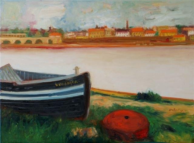 Appraisal: JOHN BELLANY b - A rowing boat 'Veronica' Berwick signed