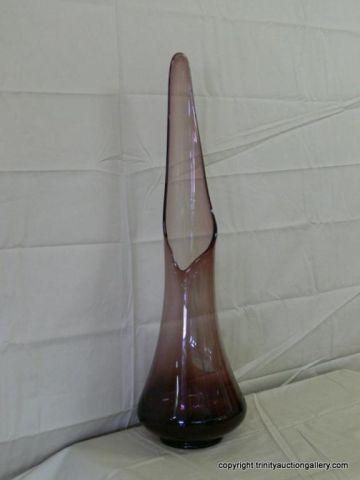 Appraisal: 's Amethyst Art Glass Stretch Vase - hand blown footed