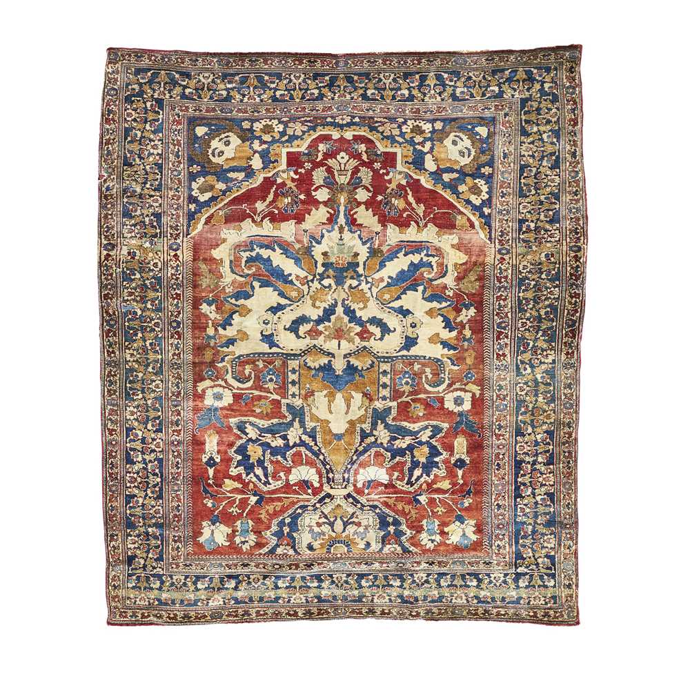 Appraisal: HERIZ SILK PRAYER RUG NORTHWEST PERSIA LATE TH CENTURY the