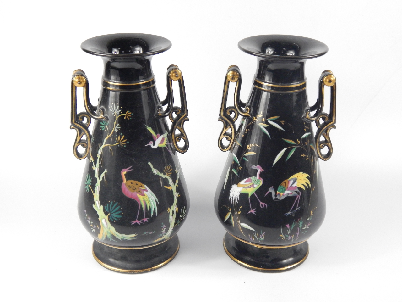 Appraisal: A pair of late thC black glazed pottery vases of