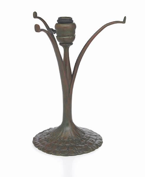 Appraisal: A Tiffany Studios patinated-bronze lamp base - brown green patina