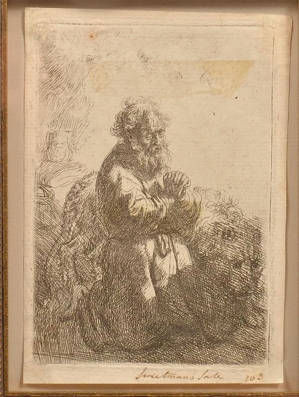 Appraisal: Rembrandt St Jerome in Prayer Etching C Rembrandt Van Rijn