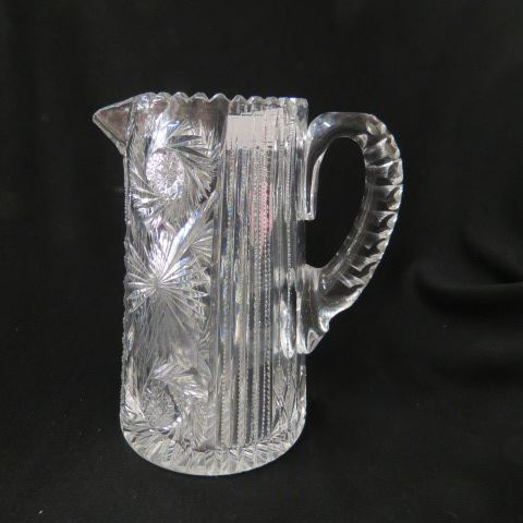 Appraisal: Cut Glass Pitcher brilliant period pinwheel star zipper cut