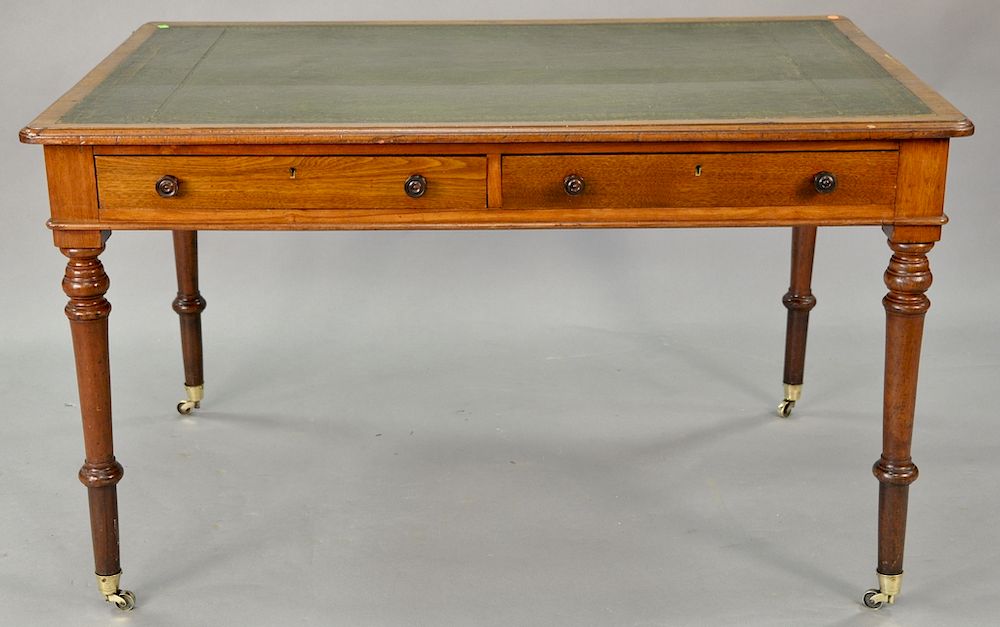 Appraisal: George IV mahogany writing table with green tooled leather top