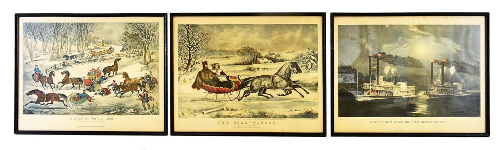 Appraisal: LOT A - FOUR CURRIER IVES PRINTSFour Currier Ives Prints