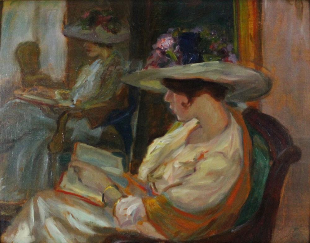 Appraisal: ATTRIBUTED TO JOZSEF BOTTLIK HUNGARIAN - WOMAN READING Oil on