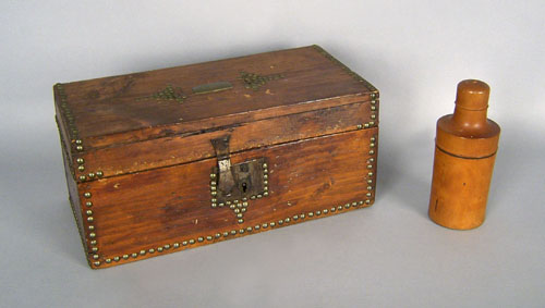 Appraisal: Pine and brass tack valuables box late th c h