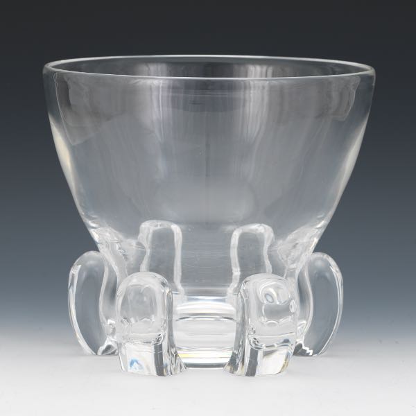 Appraisal: STEUBEN LOYD ATKINS GLASS CENTERPIECE BOWL x Clear glass deep