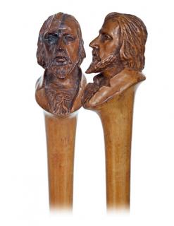 Appraisal: Portrait Folk Art Cane -Ca -The cane is fashioned of