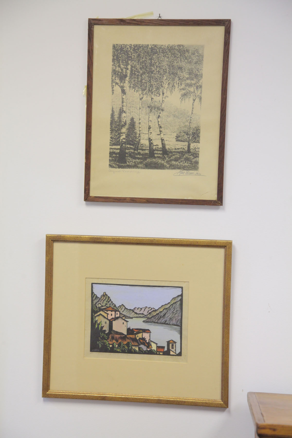 Appraisal: TWO FRAMED ITEMS Swiss th century A polychrome woodcut of