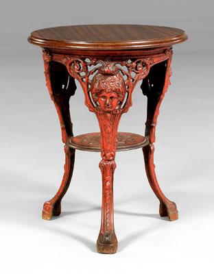 Appraisal: Victorian style cast iron side table circular mahogany top over