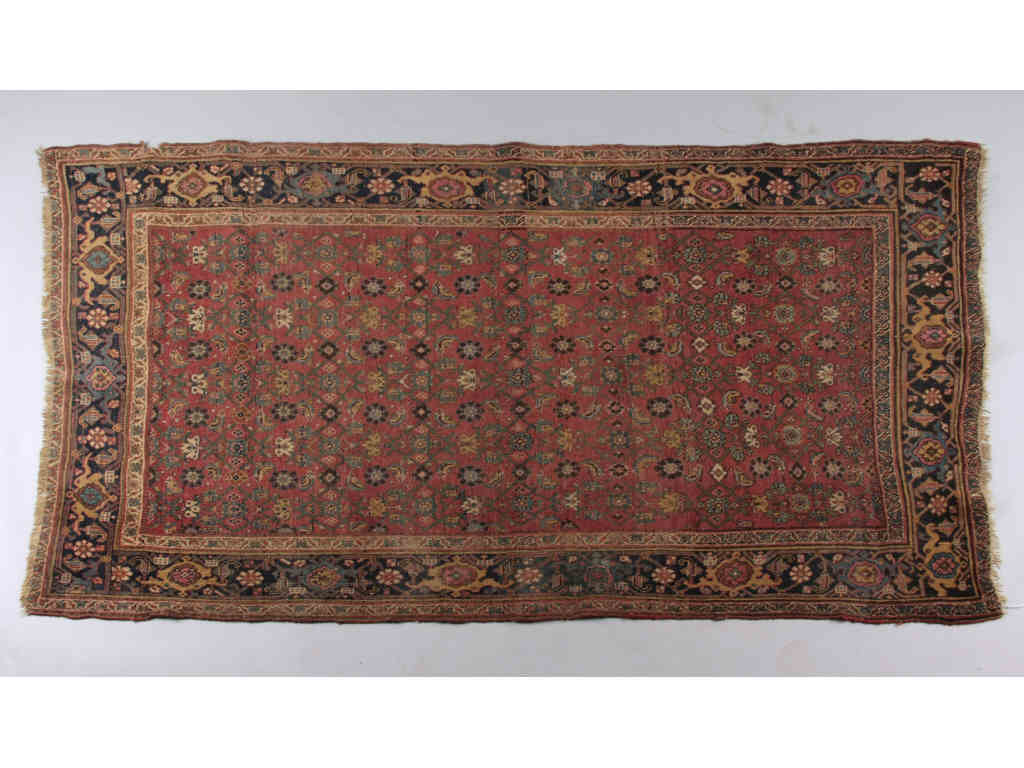 Appraisal: Semi Antique Persian Rug rose field with overall trellis and