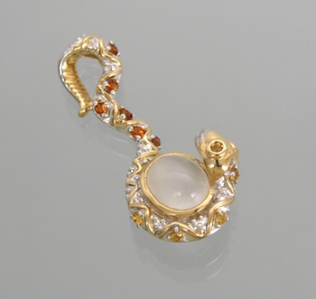 Appraisal: An Unusual Snake Design Pendant with Moonstone and Citrine k