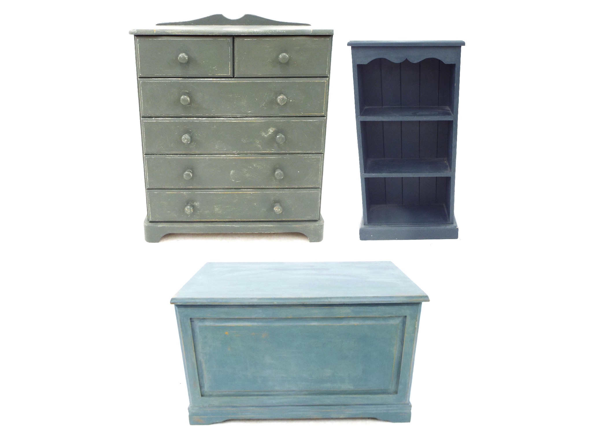 Appraisal: Collection of painted furniture to include pine chest of drawers