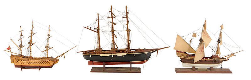 Appraisal: Three English Ship Models th century English galleon ship model