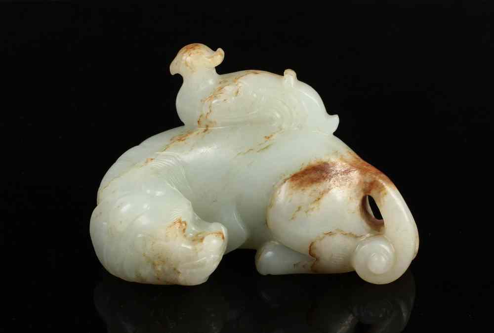 Appraisal: CHINESE JADE FIGURINE - th c Chinese Carved Jade Figurine