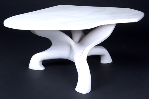 Appraisal: STYLE OF JOHN DICKINSON White enameled wood dining table with