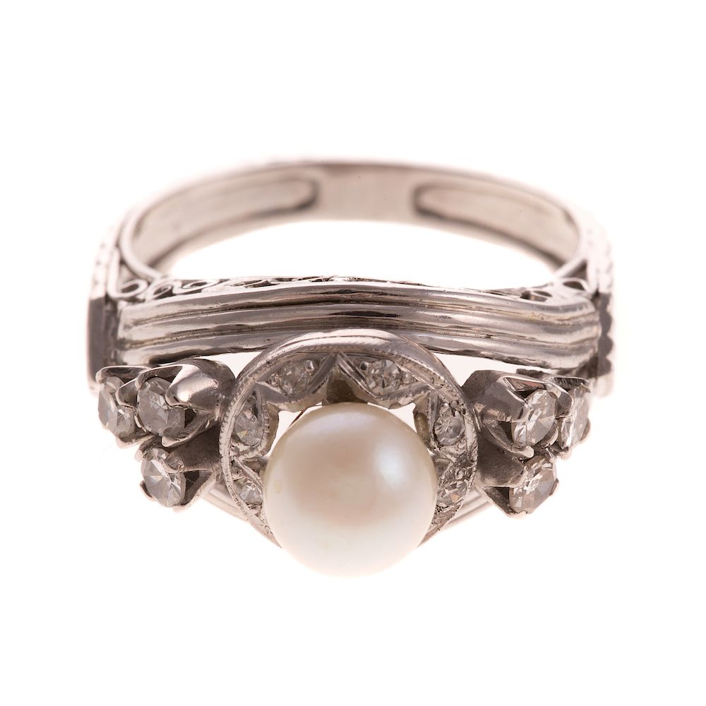 Appraisal: A Ladies Vintage Pearl Diamond Ring in K K white