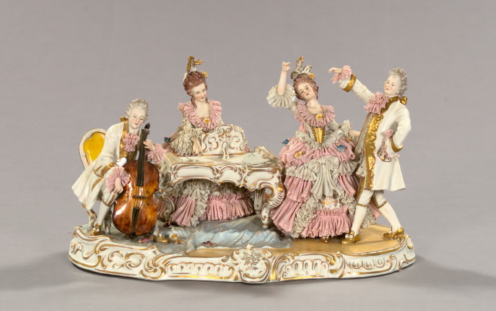 Appraisal: Large and Elaborate Ackermann and Fritze Volkstedt Lace Porcelain Group