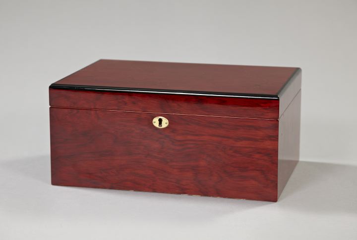 Appraisal: Good Savoy Highly Polished Rosewood Humidor the sandalwood interior fitted