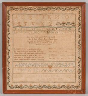 Appraisal: Framed Needlework Sampler Eliza Stewart Framed Needlework Sampler Eliza Stewart