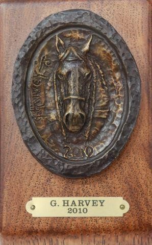 Appraisal: Patinated bronze plaque Horse's Head signed in cast G Harvey