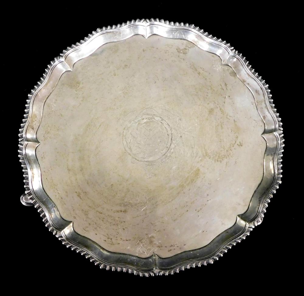 Appraisal: STERLING English sterling silver salver George II London R R