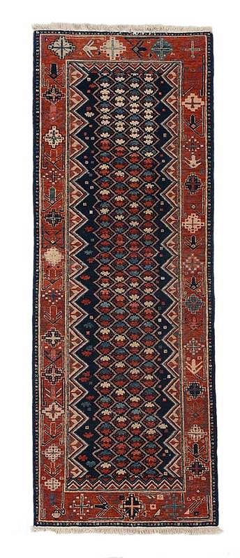 Appraisal: Turkish Rug th century blue field with repeating geometric floral