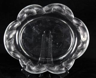 Appraisal: Lalique molded and frosted glass Pirac dish having an oval