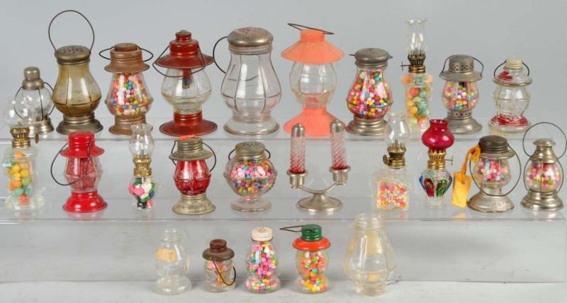 Appraisal: Lot of Glass Lantern Candy Containers Description Most have original