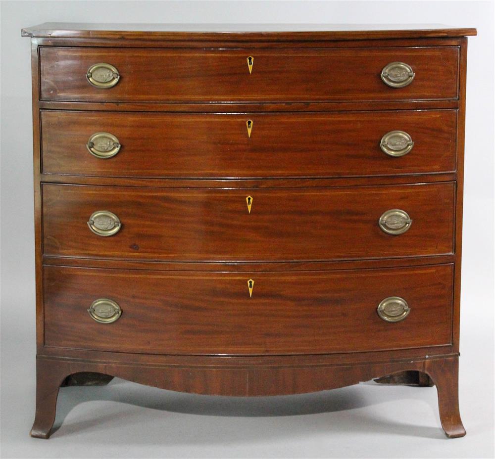 Appraisal: AMERICAN FEDERAL INLAID MAHOGANY BOW FRONT CHEST OF DRAWERS having