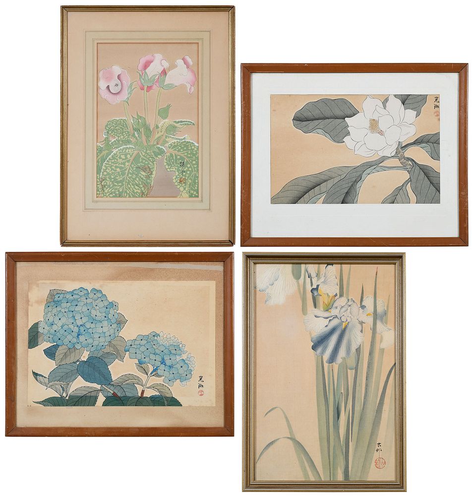 Appraisal: Four Kacho-e Woodblock Prints one by Ohara Koson - Blue