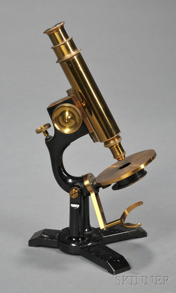 Appraisal: Black-painted and Lacquered Brass Monocular Microscope Bausch Lomb c -