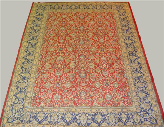 Appraisal: Kashan Wool on Cotton Oriental Rug Circa Overall meandering floral