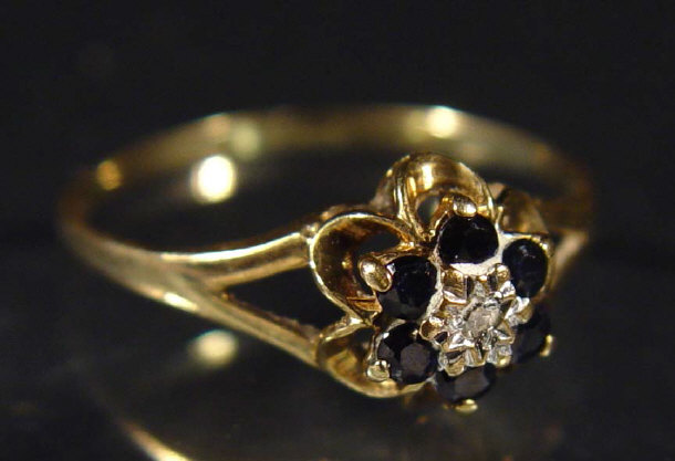 Appraisal: ct gold diamond and sapphire ring