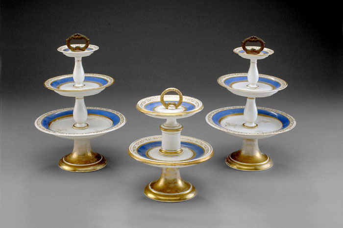 Appraisal: SET OF THREE PARIS PORCELAIN SWEETMEAT STANDS FROM THE DESSERT