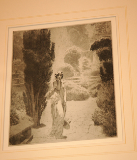 Appraisal: REPRODUCTION FRAME PRINT WOMAN IN GARDEN