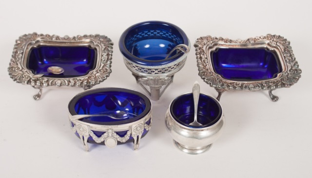 Appraisal: Four American silver salt cellars including pair of Theodore B