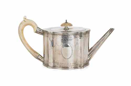 Appraisal: English silver teapot - bearing the touch of William Vincent