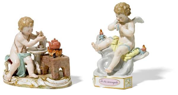 Appraisal: A Meissen porcelain figure of Cupid late th century Modeled